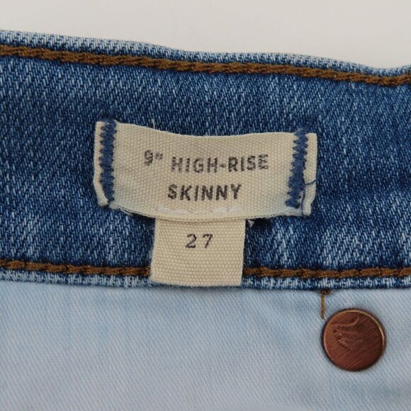 Madewell Womens 27 9in High Rise Light Wash Blue Denim Jeans Distressed Raw Hem - Picture 11 of 15